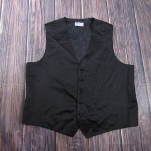 Suit Vest Chaplin Mens XL Black Solid Polyester Tuxedo Formal Waistcoat Wedding